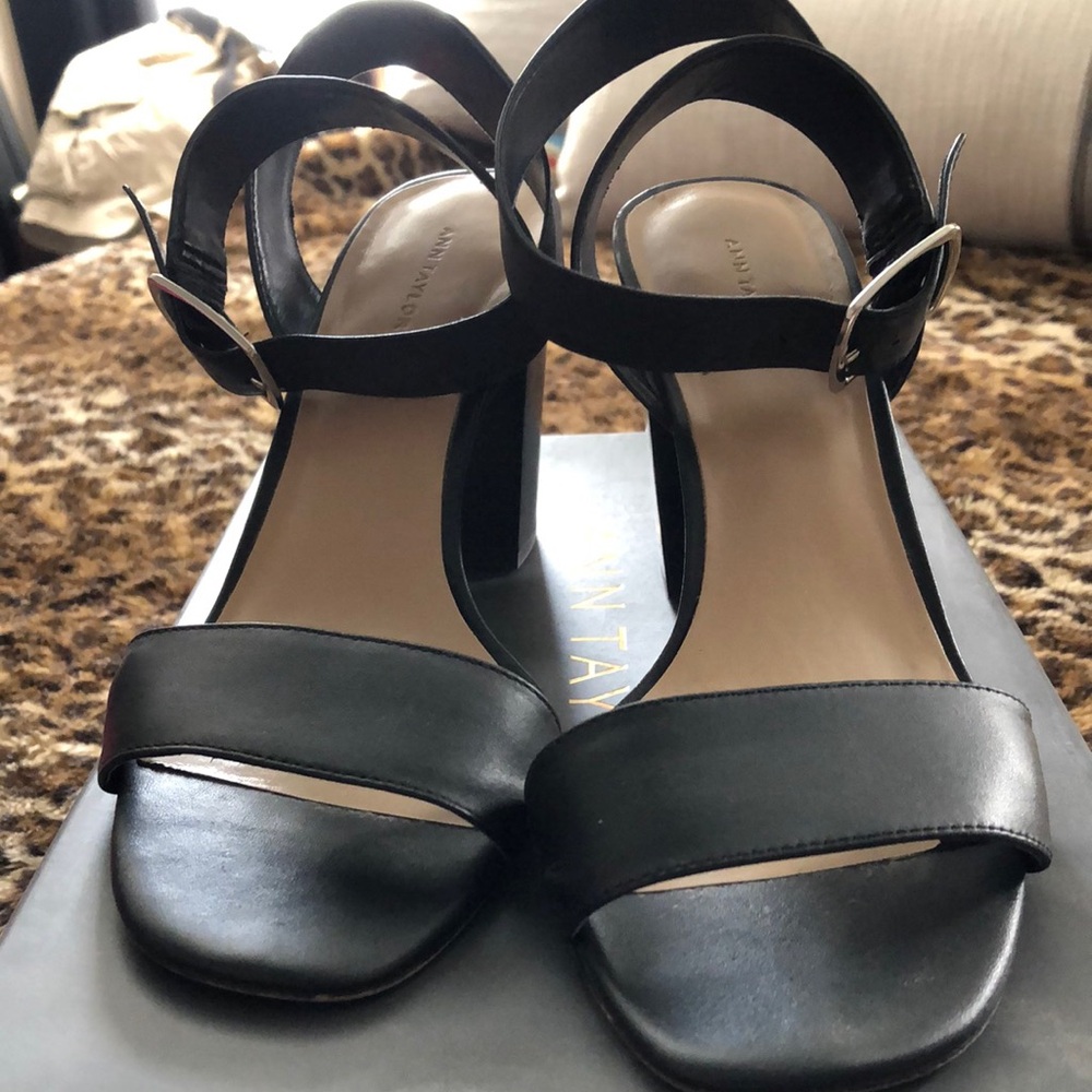 Ann Taylor Black Ankle-Strap Heels – Size 8, Sleek & Minimalist